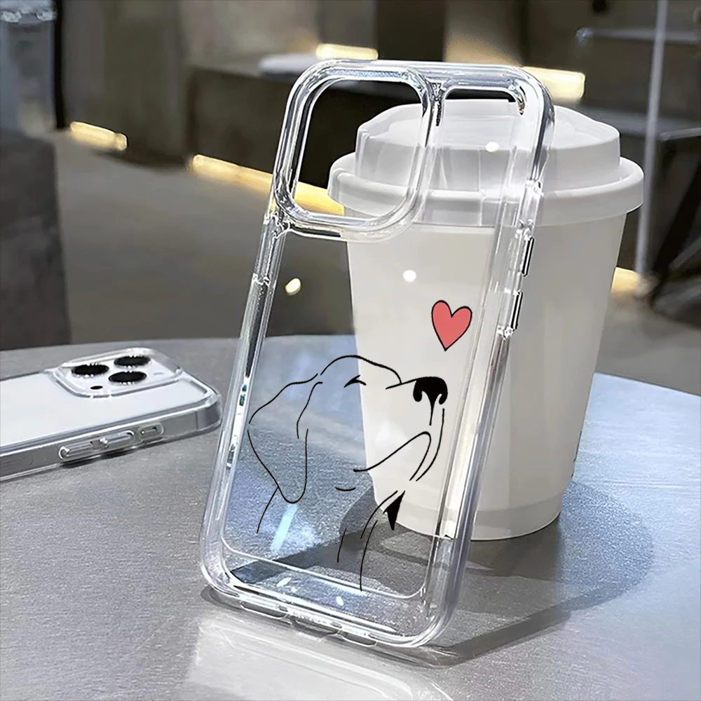 

Cute line dog Clear Case for iPhone16 Pro Max 16Pro 16Plus 16 15 Pro Max 15Pro 15Plus 15 13 13Pro 14 12 11Pro Max Plus