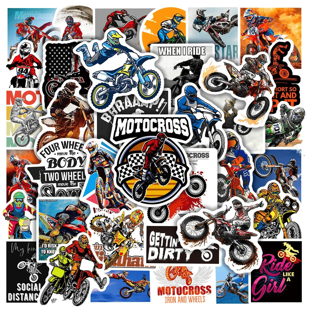 50pcs Dirt Bike Mountain Motorcycle Motocross Stickers Scrapbook Phone Case Guitar Sticker DIY Vintage Journal Accessories