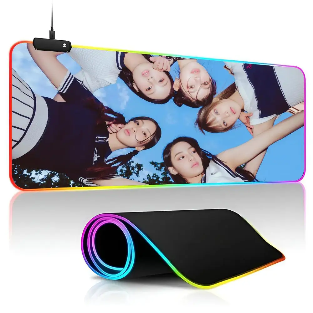 K-POP New Jeans  Mouse Pad  game RPG 40x90cm Mouse Mat Gaming Mousepads LED Keyboard Mats Luminous Desk Pads Mouse Pad For PC