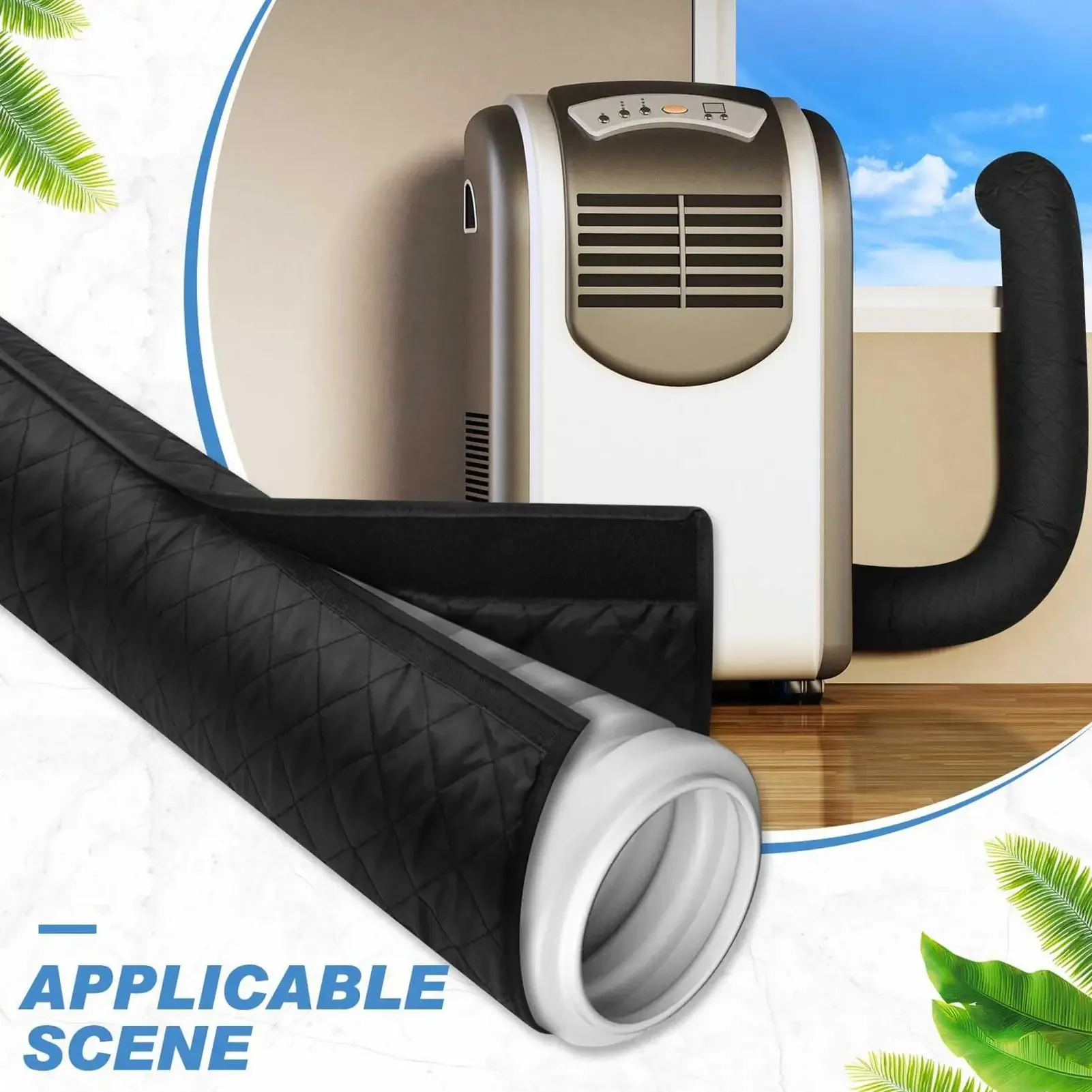 AC Hose Insulation Sleeve Thermal Pipe Cover 5&5.9 inch Portable Exhaust Vent Duct Wrap for Home Garage Apartment Workplace