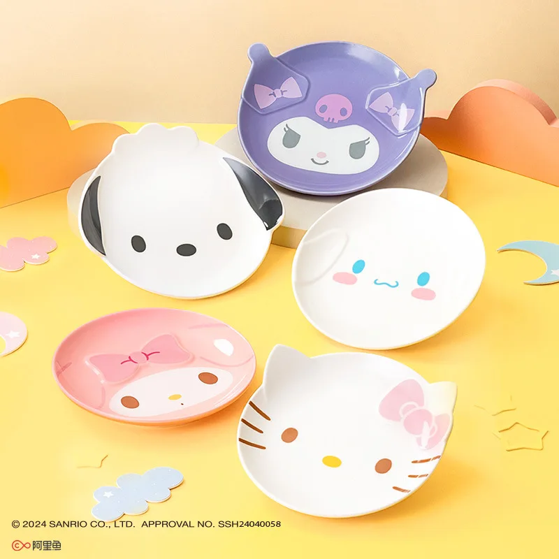 

Sanrios Hellokittys Ceramic Dining Plat Pochacco Melody Kuromi Anime Dining Plate Cute Dessert Plate Cartoon Home Serving Plate