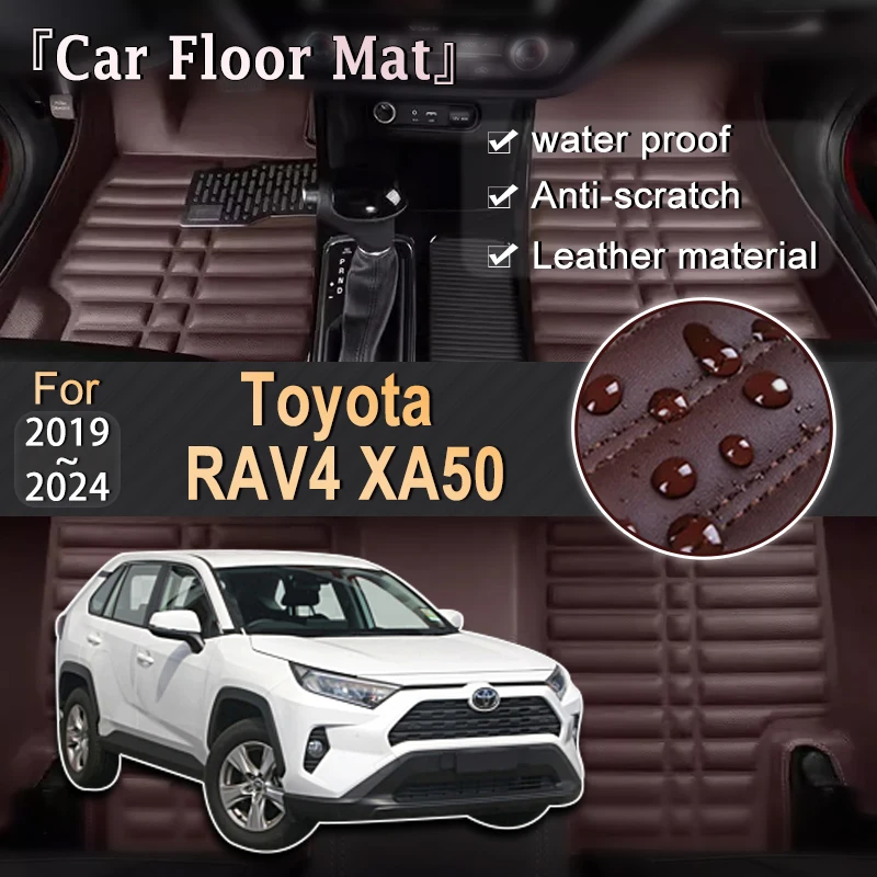 

LHD Car Mat Leather For Toyota RAV4 XA50 2019~2024 2020 2021 2022 2023 Foot Inner Liner Waterproof Carpet Pad Custom Accessories