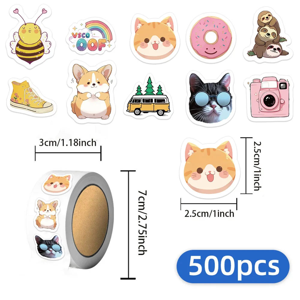 500PCS Fun Waterproof Graffiti Stickers, Small Fresh Decorative Stickers, Laptop, Refrigerator, Stationery Stickers