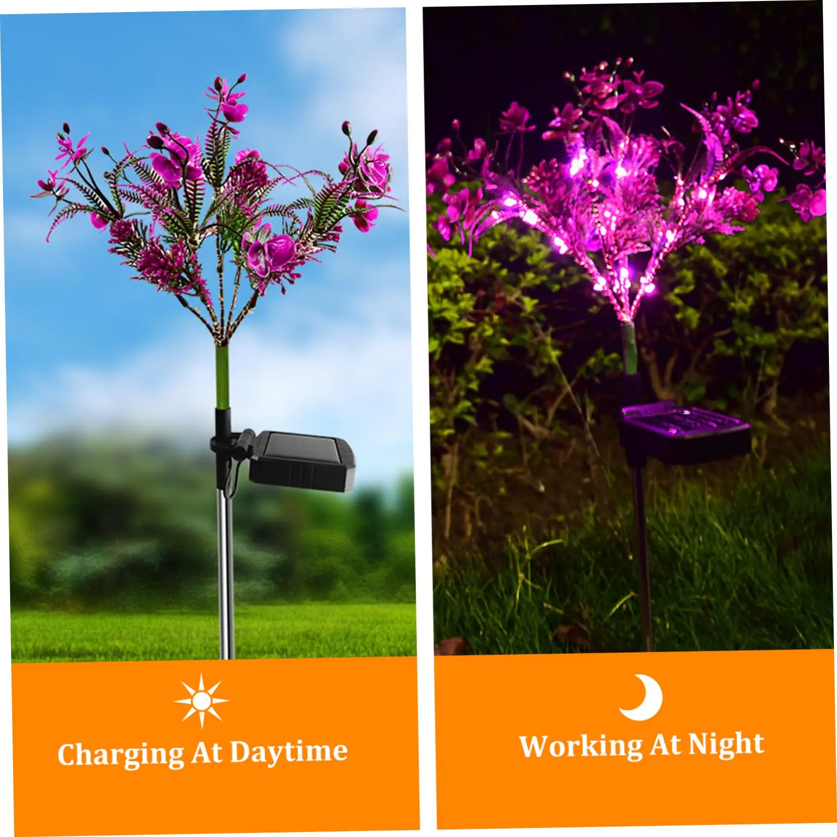 Outdoor Solar Garden Lights Decorative Solar Powered Phalaenopsis Flower Lights Waterproof Solar Garden Decorations Gifts