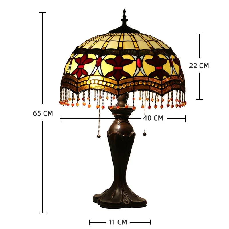 Tiffany Lamp Retro Desk Lamp 16 Inch Pull Wire European Study Bar Living Room Wedding Room Bedroom Bedside Lamp