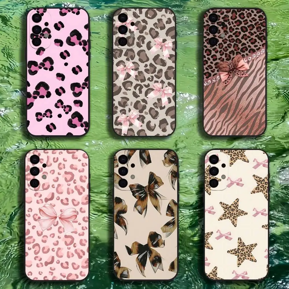 

3D Rhinestone Leopard Bow Phone Case For Samsung S25,S24,S21,S22,S23,S30,Ultra,S20,Plus,Fe,Lite,Note,10,9,5G Black Cover