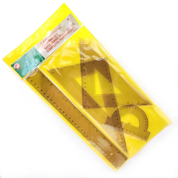 High Quality Plastic Ruler Set of Triangle Protractor Student Maths Geometry Set for School