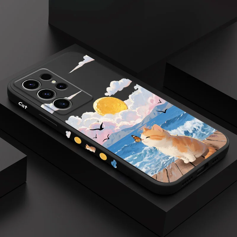 

Rainbow Cat Phone Case For Samsung Galaxy S25 S24 S23 S22 S21 S20 S10 S10E FE Ultra Plus Note 20 Ultra Silicone Cover