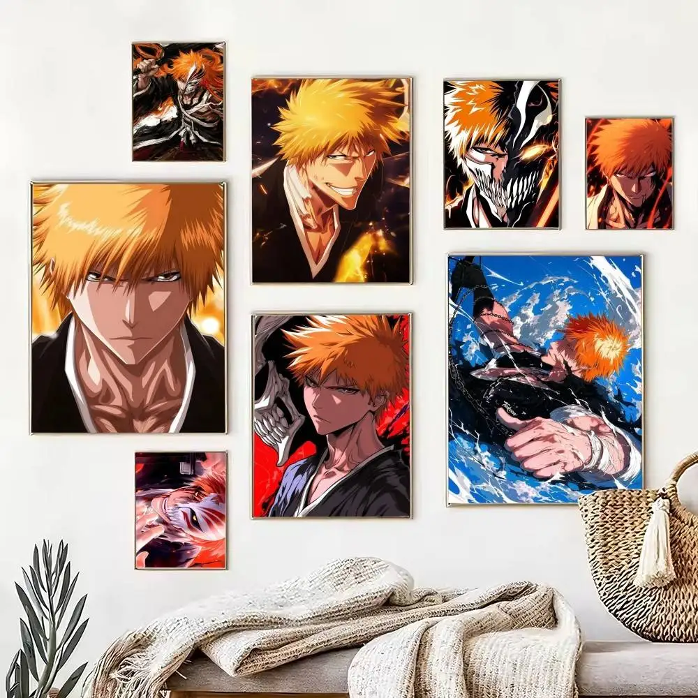 BLEACH K-Kurosaki Ichigo  Poster Waterproof Wall Art Sticker For Bar Living Room Vintage Decor High Quality Print Gift