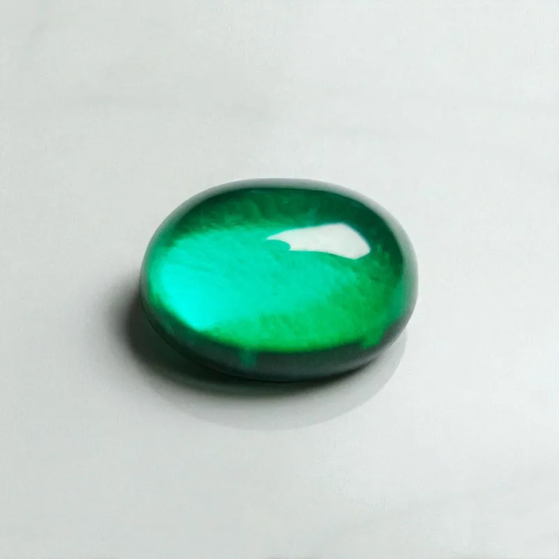 Lab Grown Zambian Emeralds for Jewelry Making Oval Cut Smooth Surface with Natural Inclusions Cracks AGL Certified Lab
