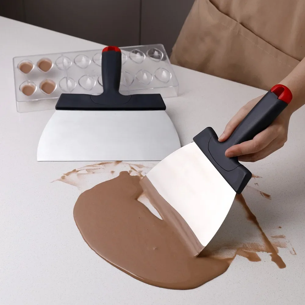 Stainless Steel Chocolate Shovel PP Handle Large Size Chocolate Tempering Scraper High Hardness Chocolate Spatula Candy