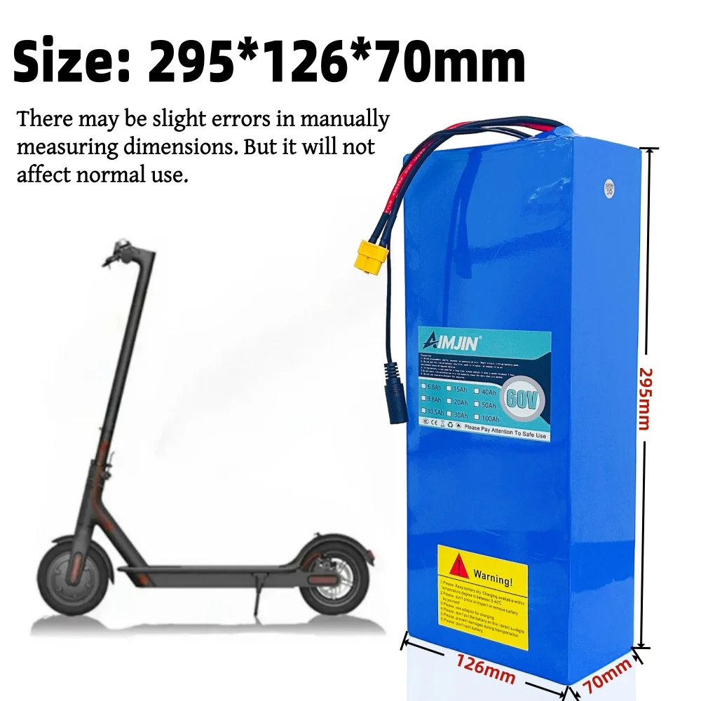 60V 30Ah 18650 16S6P Lithium Battery Pack 0-2000W High-power Built-in BMS Scooter Motorcycle Charging Battery Pack