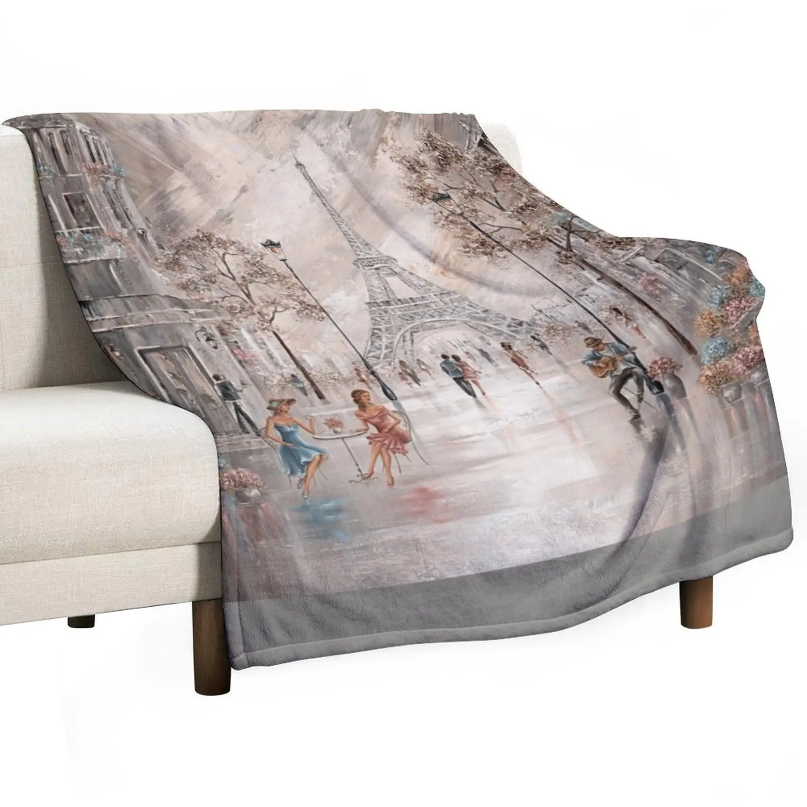 Tea in Paris, Parisian Cafe Throw Blanket Furrys Extra Large Throw Blankets