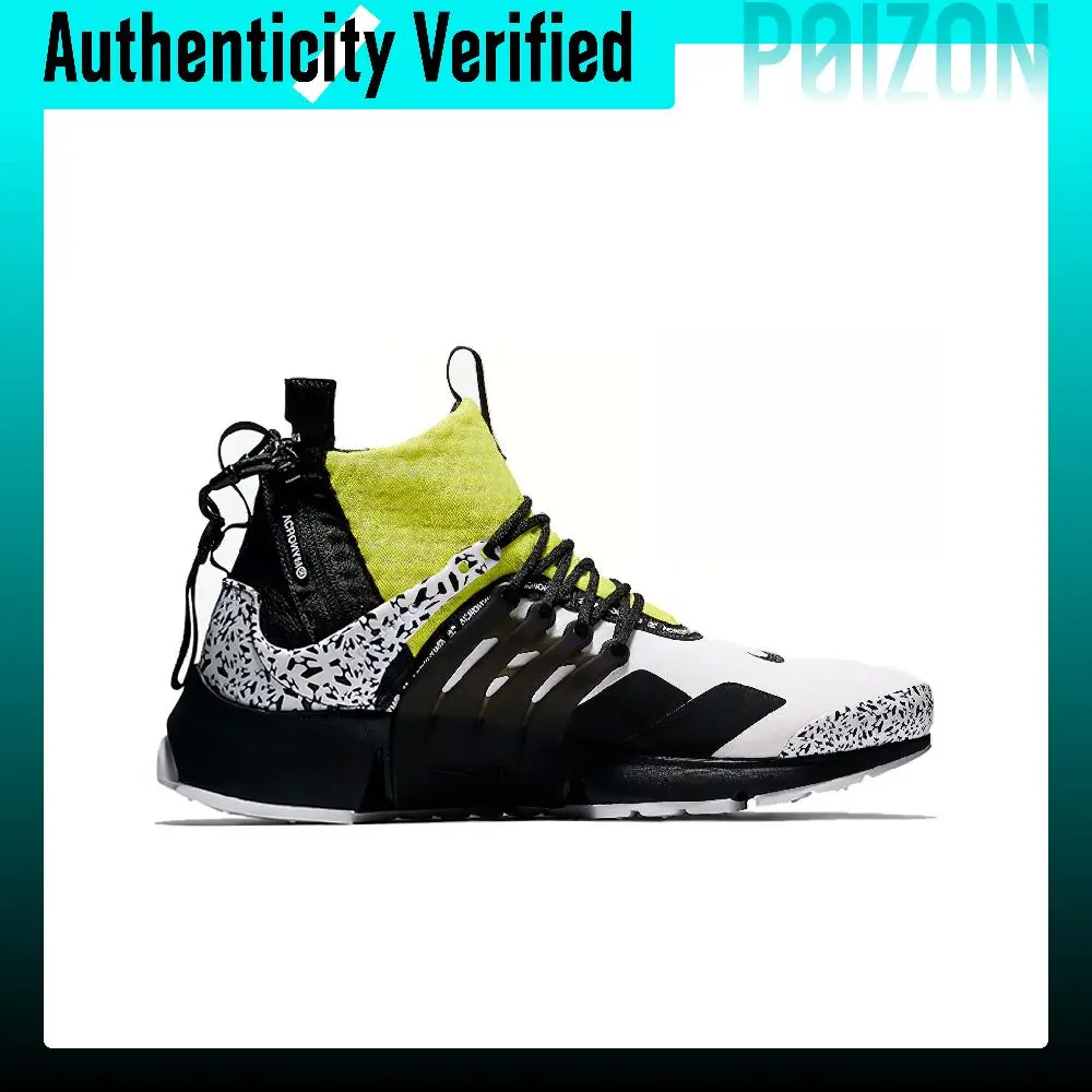 Nike Air Presto Casual Shoes Unisex Mid-top Black/White/Yellow AH7832-100 view 3