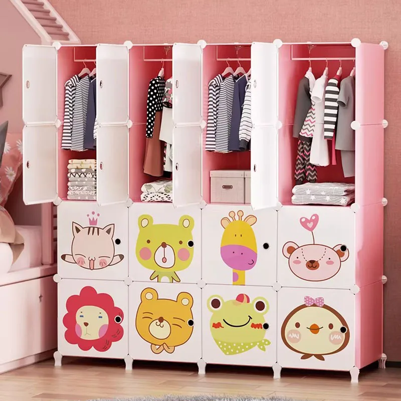 

Organizer Storage Wardrobe Cabinet Plastic Bedroom Clothes Partitions Living Room Wardrobe Display Guarda Roupa Home Furniture