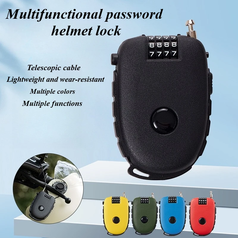 Anti-theft Bicycle Lock Telescopic Cable Helmet Lock Chain Backpack Cycling Password Bike Lock  Accessorie