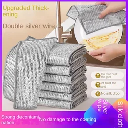 20pcs Single-layer, Double-layer Silver Dishcloths, Kitchen Cleaning Cloths, Thickened Ultra-fine Fragrant Household Items