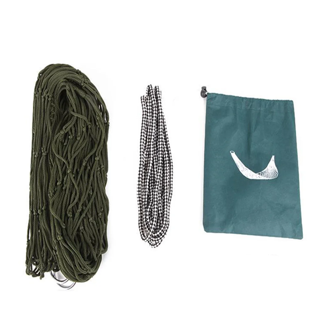 

1Pcs Dark Green Nylon Mesh Rope Hammock Military Style Lightweight Sleeping Net Bed for Camping Hiking Outdoor Travel Portable