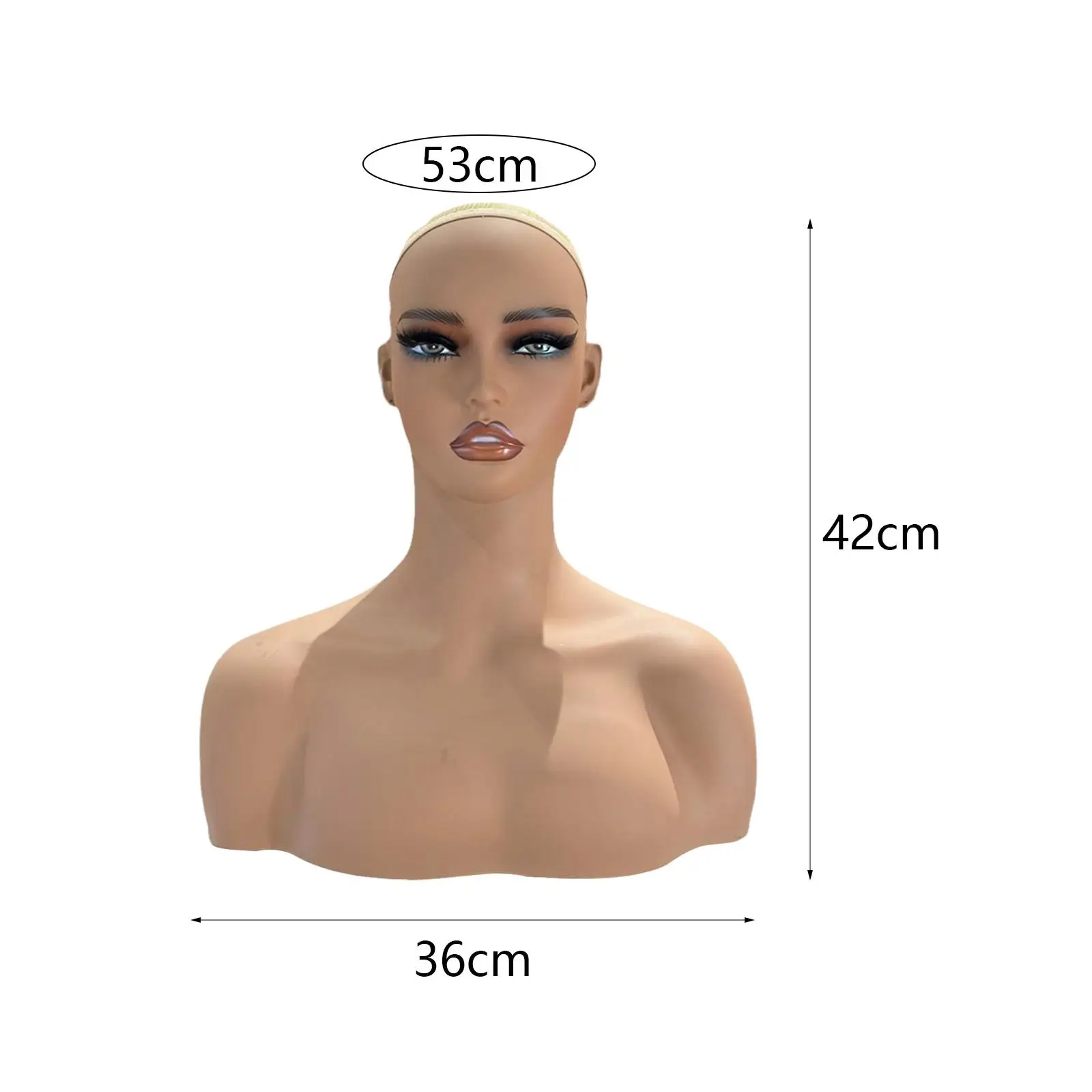 Realistic Mannequin Head with Makeup Wig Showing Stand Manikin Head Bust for Necklace Scarves Hats Beauty Accessories Jewelry