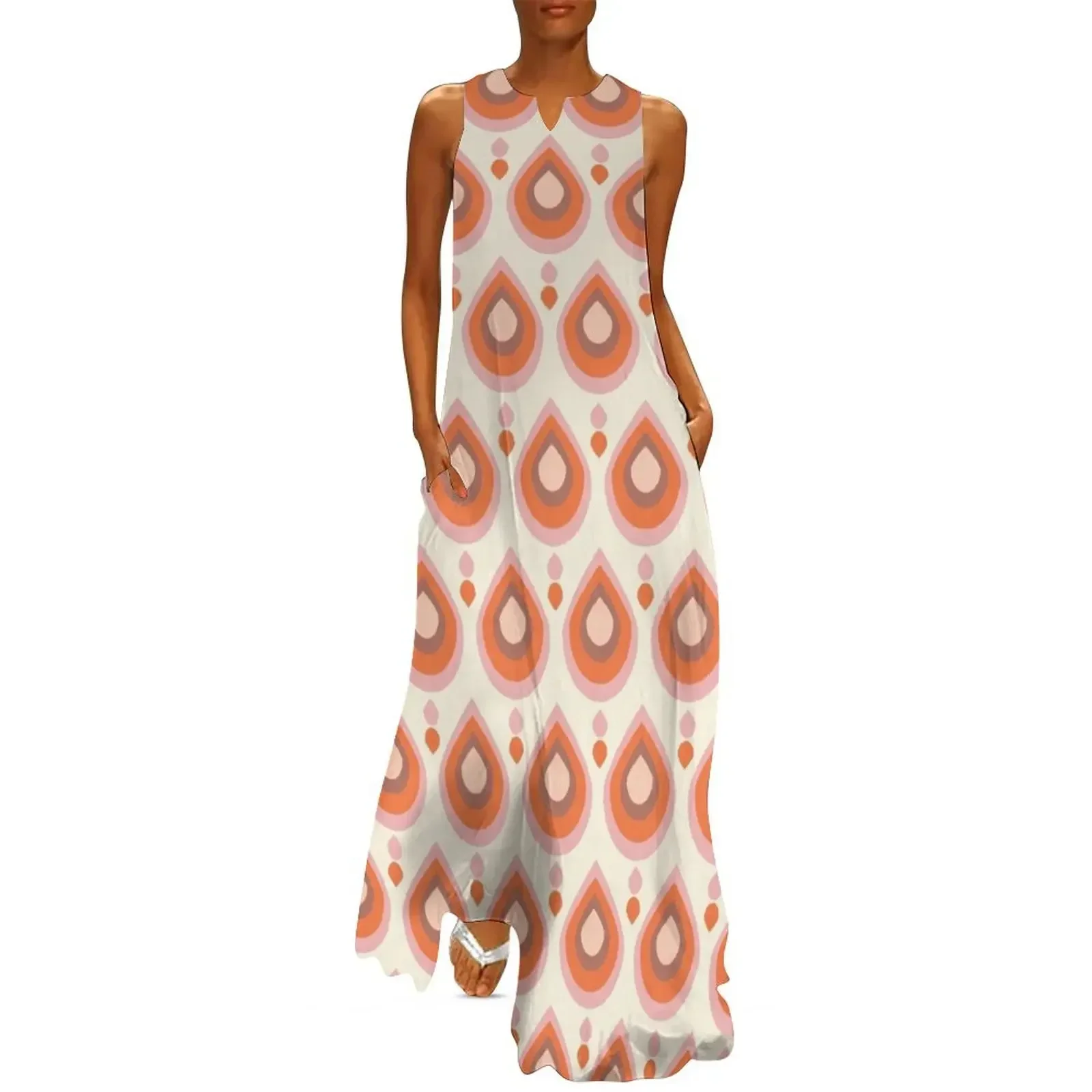 

Drops Retro Biba Long Dress loose summer dress Dresses fairy dress loose women's