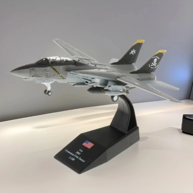 New 1/100 Scale Military Model F14 F 14 Pirate Tomcat F-14 AJ103 VF-84 Fighter USAF Diecast Metal Plane Model home decorations