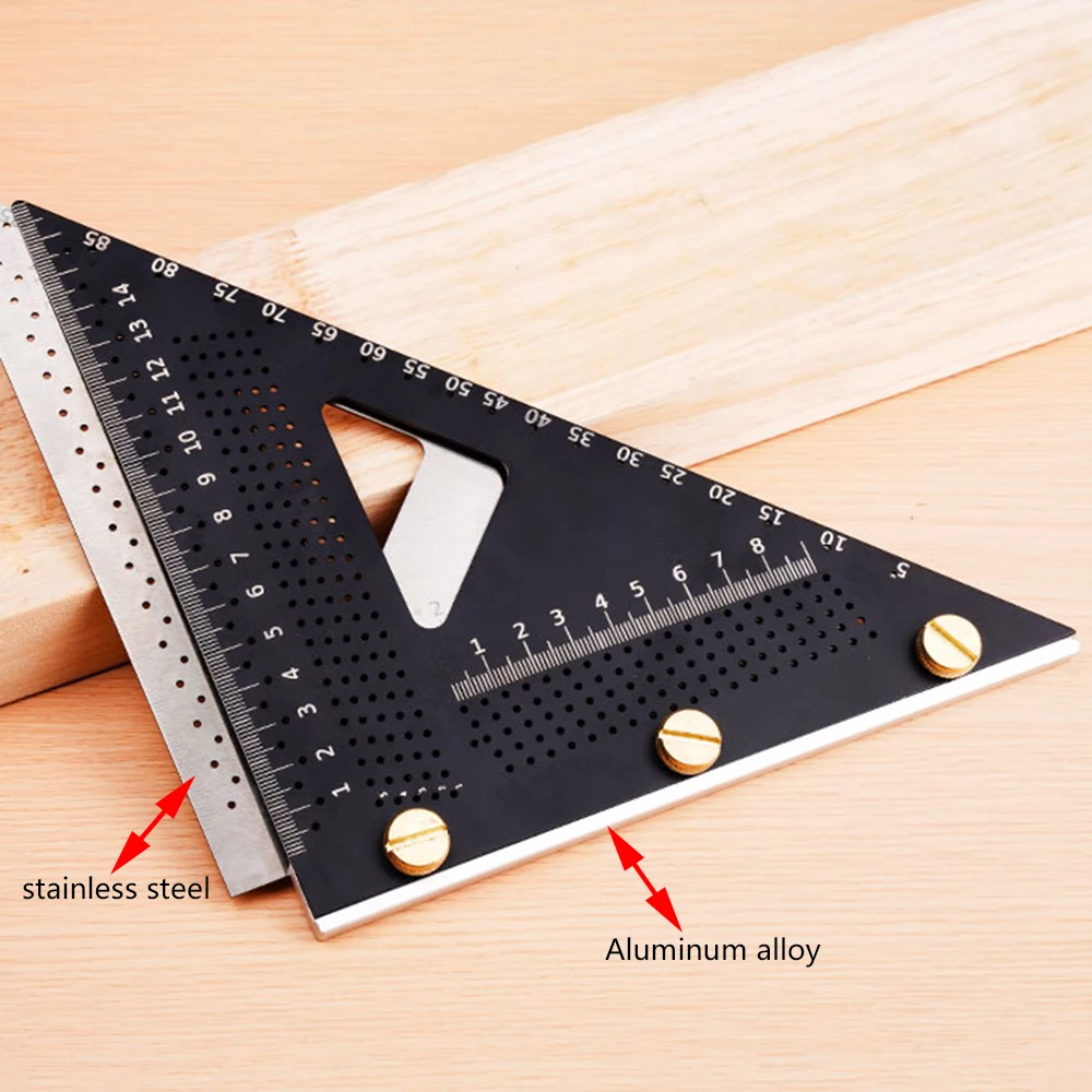 1Pc Carpenter Square 7 inch Stainless Steel Precision T Square Protractor Marking Gauge Measuring Layout Tool Triangle Ruler
