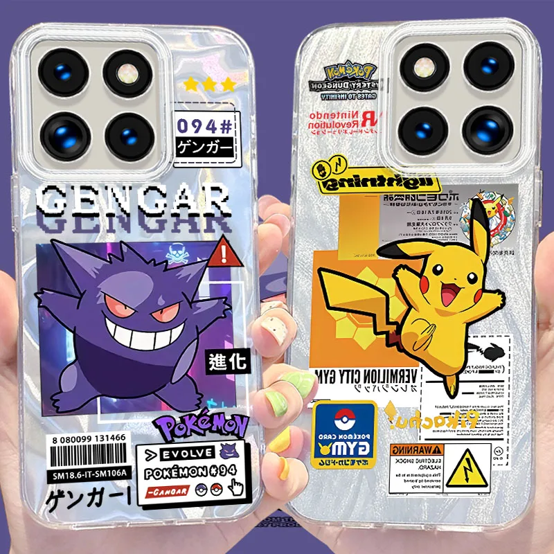 Funda de teléfono reflectante de Anime Pokémon Gengar para Xiaomi, 13T Pro, 11 Lite, 11i, POCO X6, X5, X3, NFC, M6, 5G, M4, M3, M2, F6, F5, F3, C61, 4G