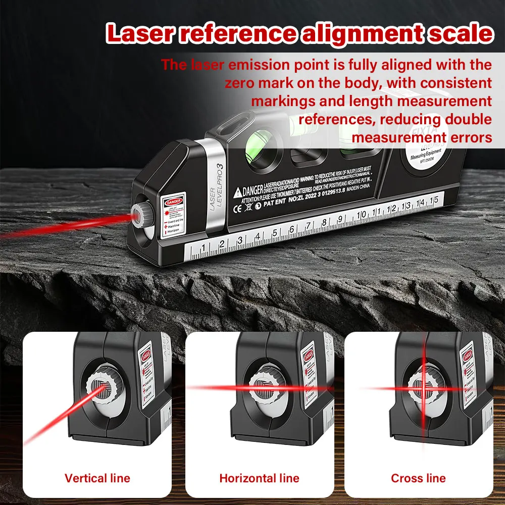 Multi Function Laser Leveling Instrument Cross Line Laser With Steel Ruler 8FT 2.5M Tape And Tripod Stand For Level