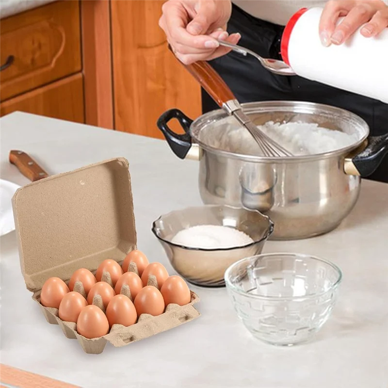 

CYCLI-Blank Pulp Egg Cartons 30 Pack Vintage Style Paper 3X4 Holds For Twelve 12 Count Chicken Eggs