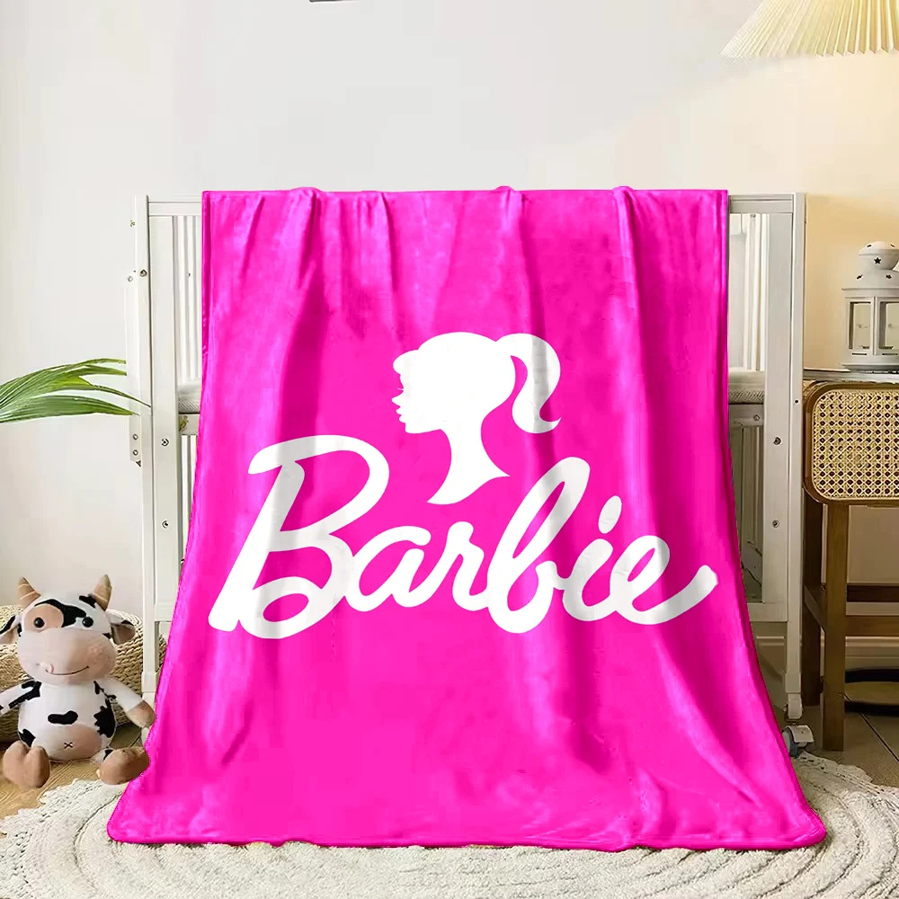 

6Sizes Pink Fashion Barbie Pattern Blanket Warm Soft Fluffy Kids Adult Sofa Bed Throw Blanket Suitable Travel Camping Girl Gifts