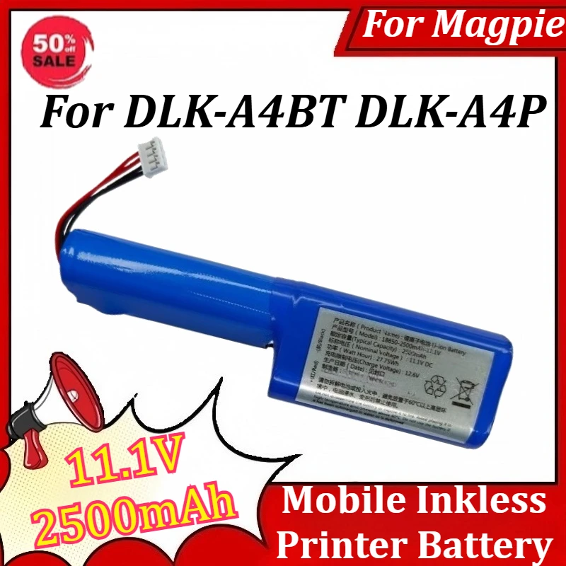

11.1V 2500mAh for Magpie DLK-A4BT DLK-A4P Mobile Inkless Printer Battery