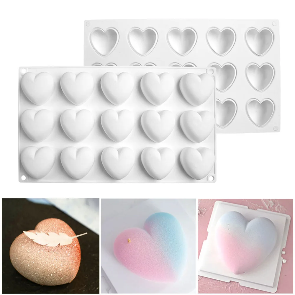 

Love Heart Silicone Molds Cake Pans Mousse Chocolate Valentines Pastry Jelly Baking Mold Forms Tray DIY Bakeware Dessert Moulds