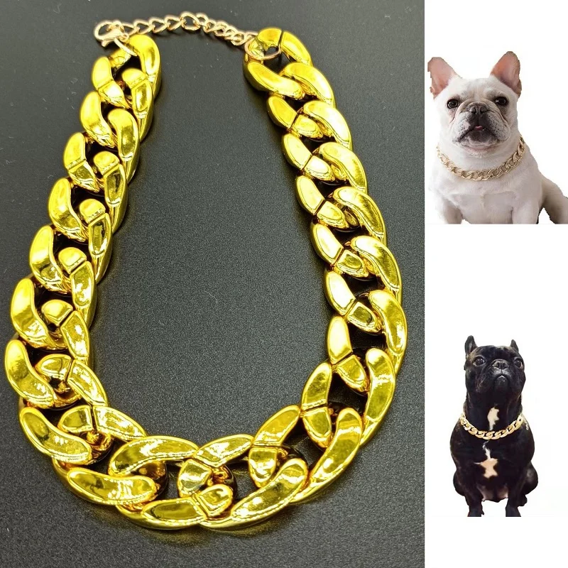 Pet Necklace Medium and Small Dog Collar Jewelry Dog Bully Gold Chain Pet Accessories