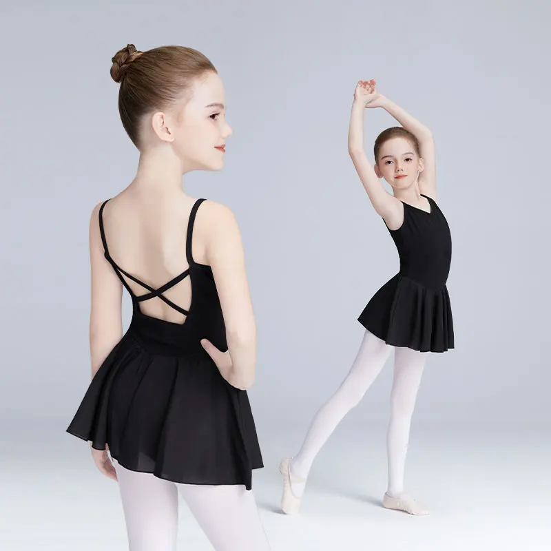 Girls Ballet Dress Dance Leotard Dress Toddlers Kids Gymnastics Leotard With Lining Cotton Closed Crotch Camisole Dress Leotards