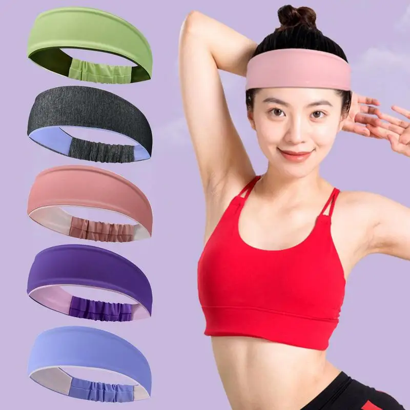 Sweat Bands Headbands Men Non Slip Sweatbands Sports Headband Elastic Moisture Wicking Athletic Lycra Cloth Hairband For Tennis