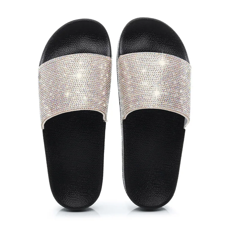 woman slippers high quality fall crystal studs flipflops lady summer glitter rhinestone slides women pantufa mujer beach sandals