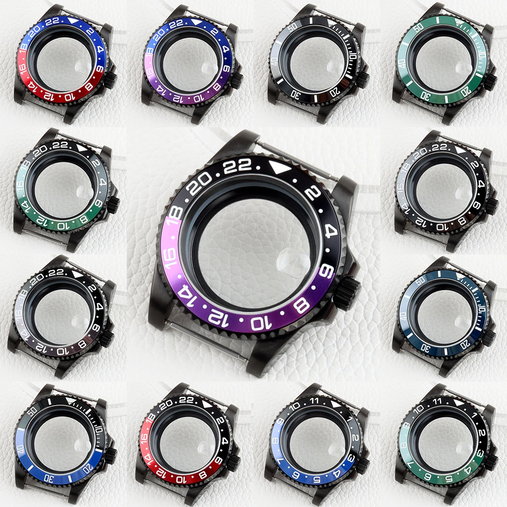 

40mm NH35 Watch Case Black PVD for Yacht-Master NH35 NH36 Movement 28.5mm Dial Sapphire Glass Stainless steel SUB GMT Watch Case