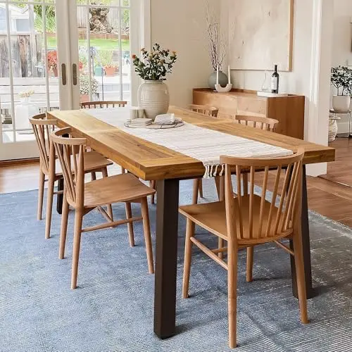 6 Person Acacia Wood Dining Table for Kitchen,Natural | Farmhouse Kitchen Table for 6 for Indoor Outdoor Mesa De Comedor