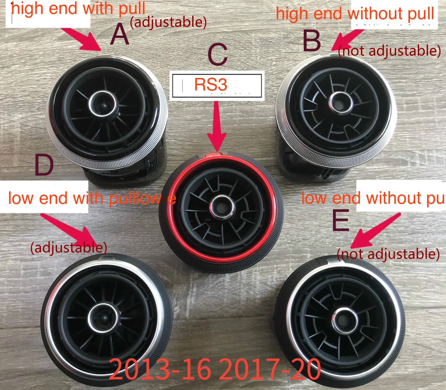 1pc  for Audi A3 S3 Q2L RS3 instrument panel air outlet red circle stretched air conditional A/C vent outlet cluster