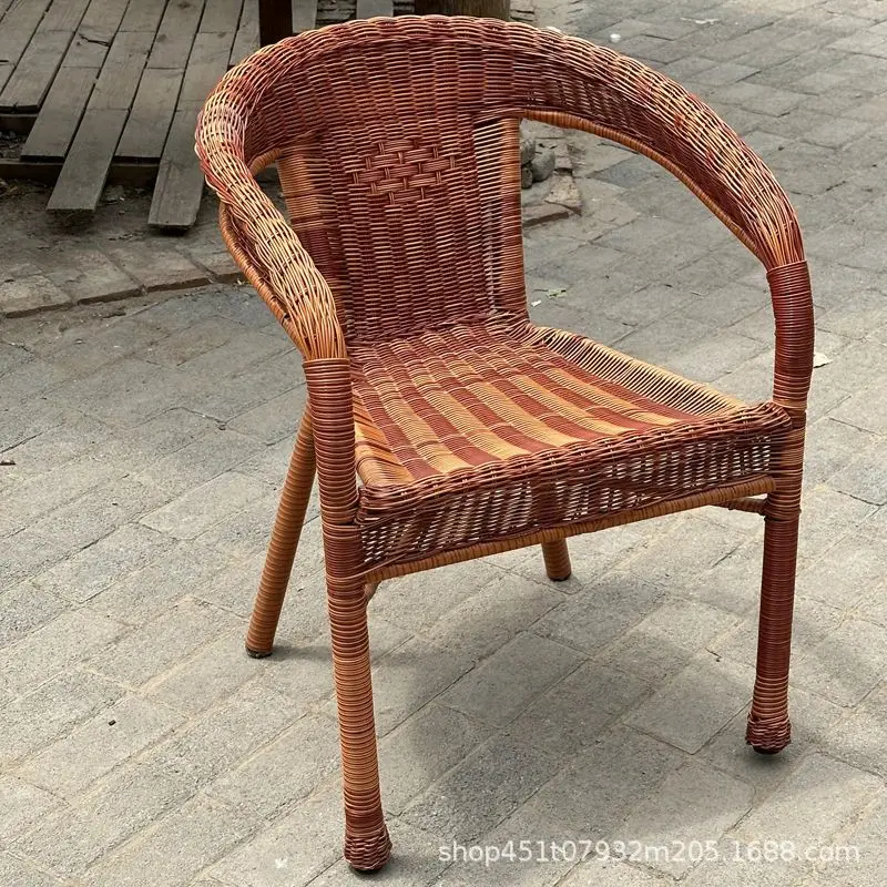 Rotan stoel rotan driedelige set ouderen rugleuning kruk ouderen stoel fauteuil