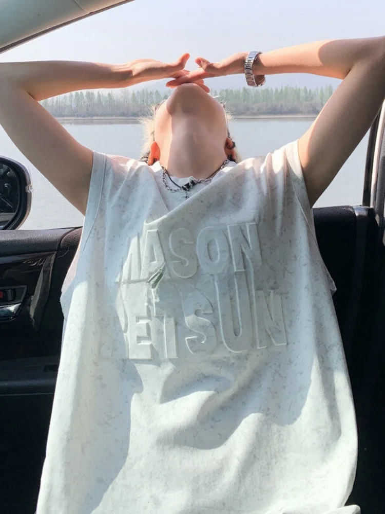 

Мужская летняя спортивная майка Cool Letter Emed, американская футболка-свитшот для подростков, дышащая, впитывающая пот