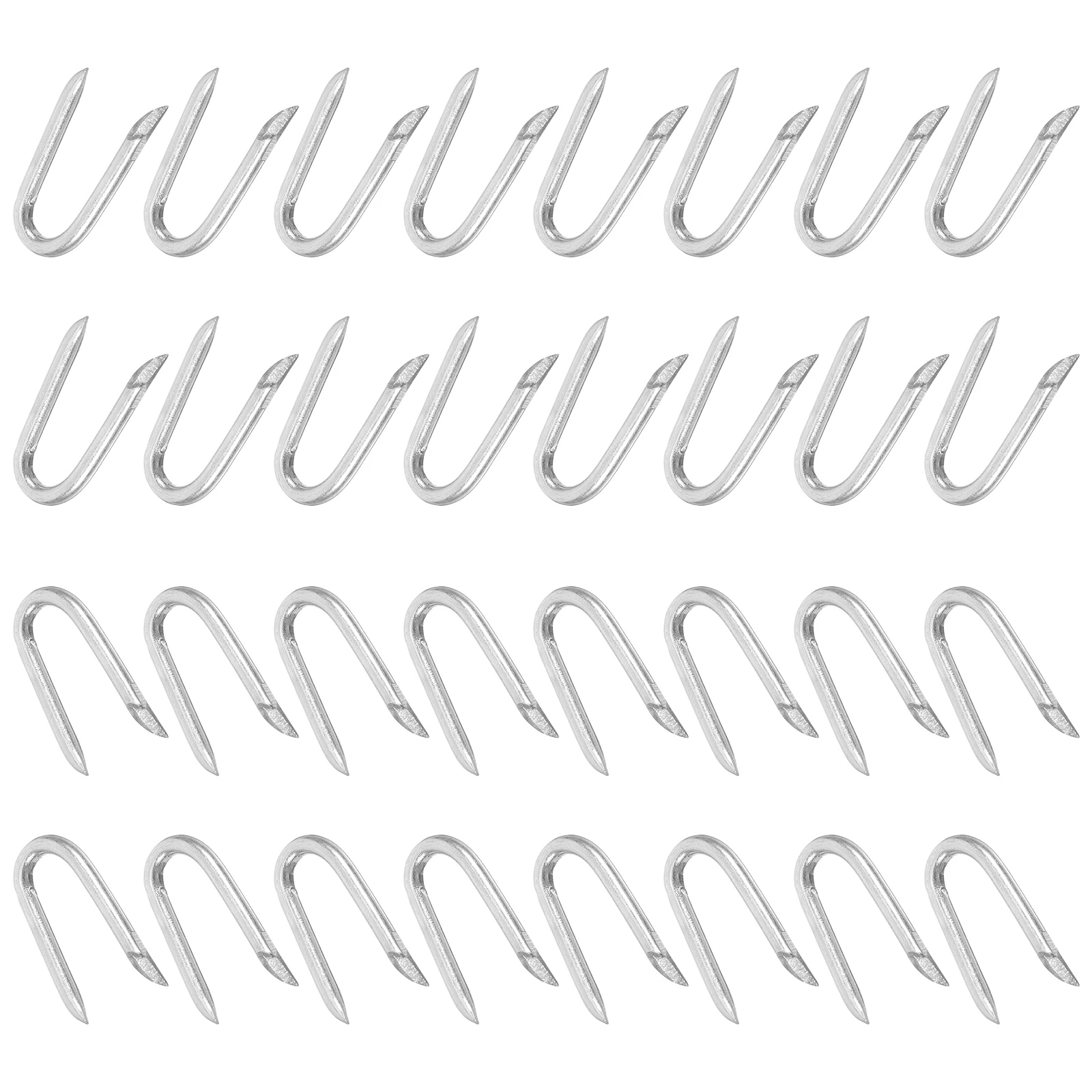 

200pcs Wire Mesh Fence Nails U Shaped Strong Wooden Fencing Staples Silver Small Fixing Horseshoe Type Long Lasting