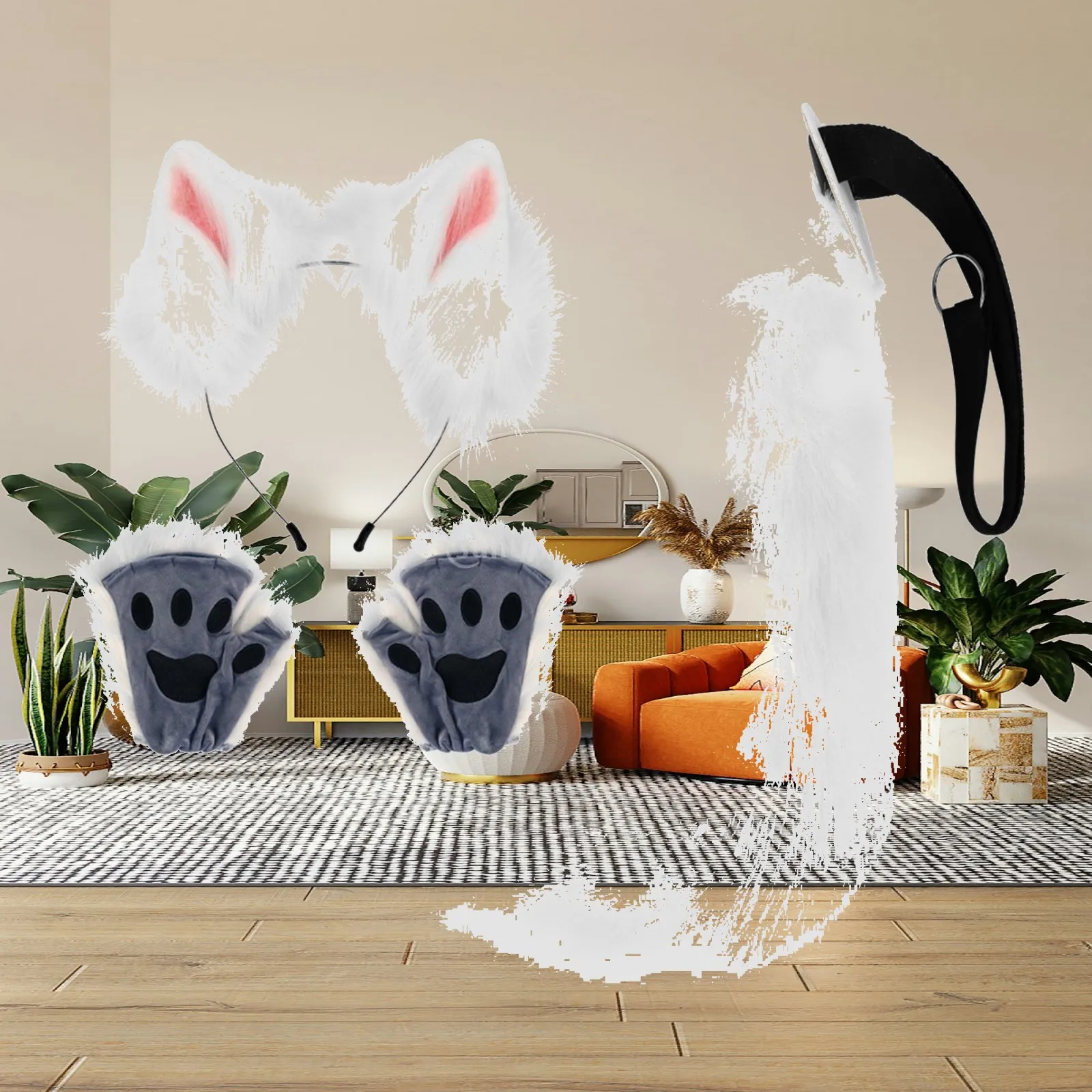 Animal Ears and Tail Costume Set Soft Animal Ears and Tail Set Comfortable Universal Size for Cosplayers, Halloween