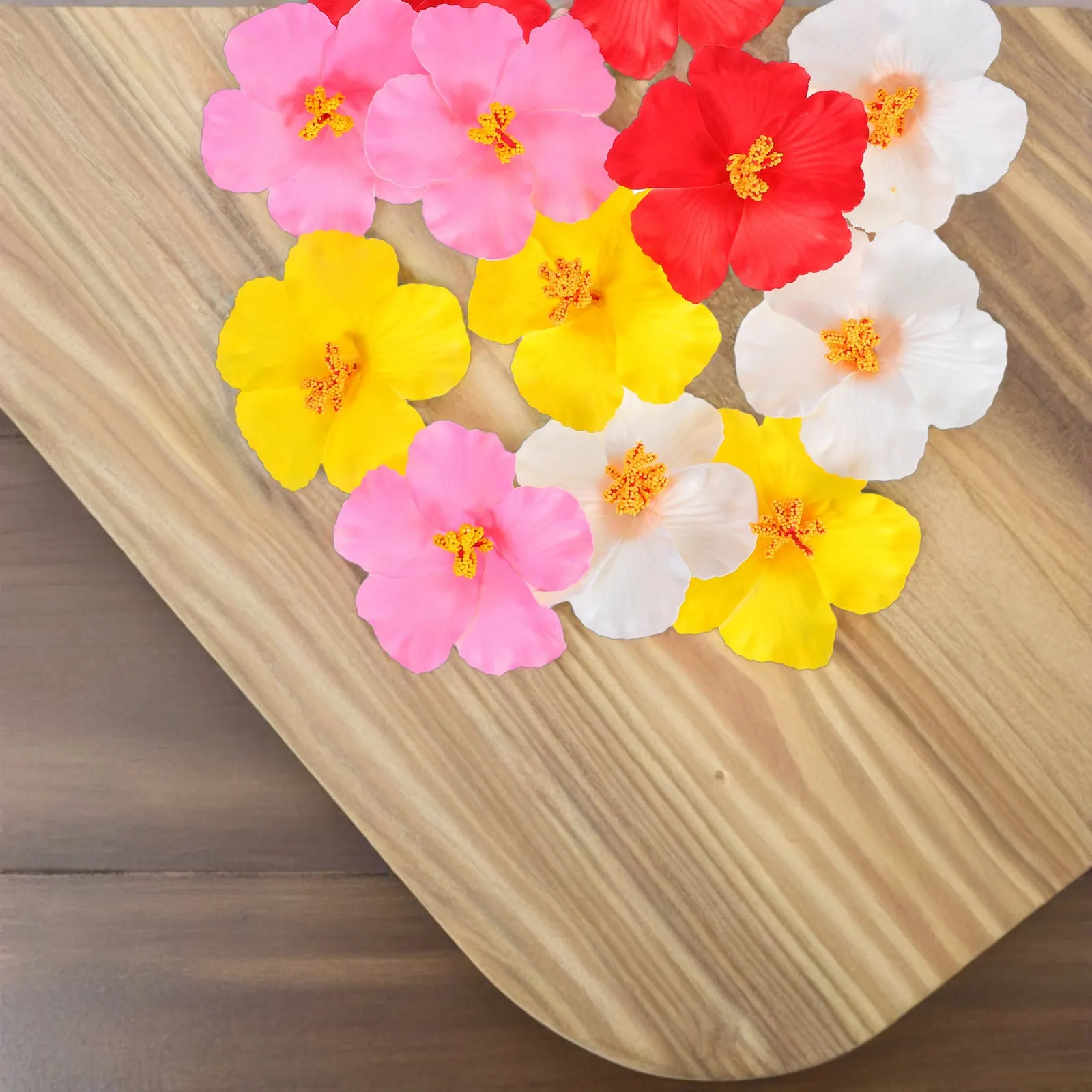 

12Pcs Artificial Hawaiian Flowers Realistic Hibiscus for Tropical Party Decor Outdoor Indoor Table Arrangement Faux Flower