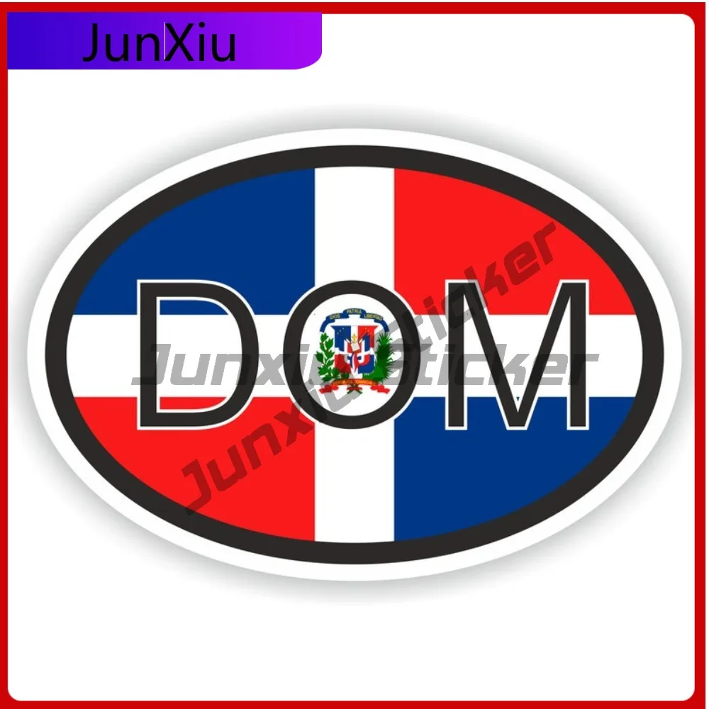 

Dominican Republic Oval Country Code Dom Flag National Emblem With White Border Vinyl Decals X500 Motorcycle Stickers Viking Hel