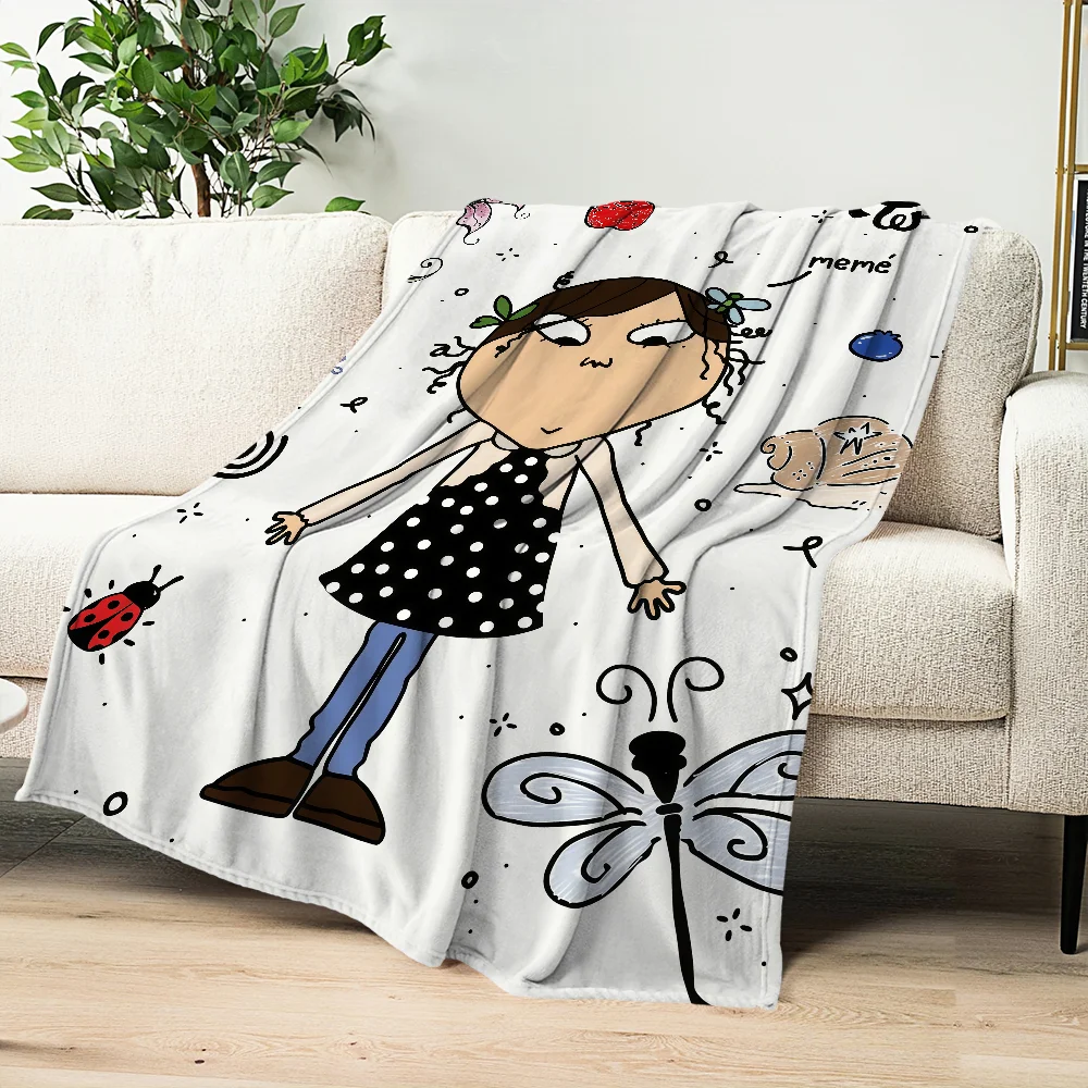 funny cartoon art c-charlie and l-lola Flannel warm soft plush blanket sofa living room hogar office bedroom travel gift home