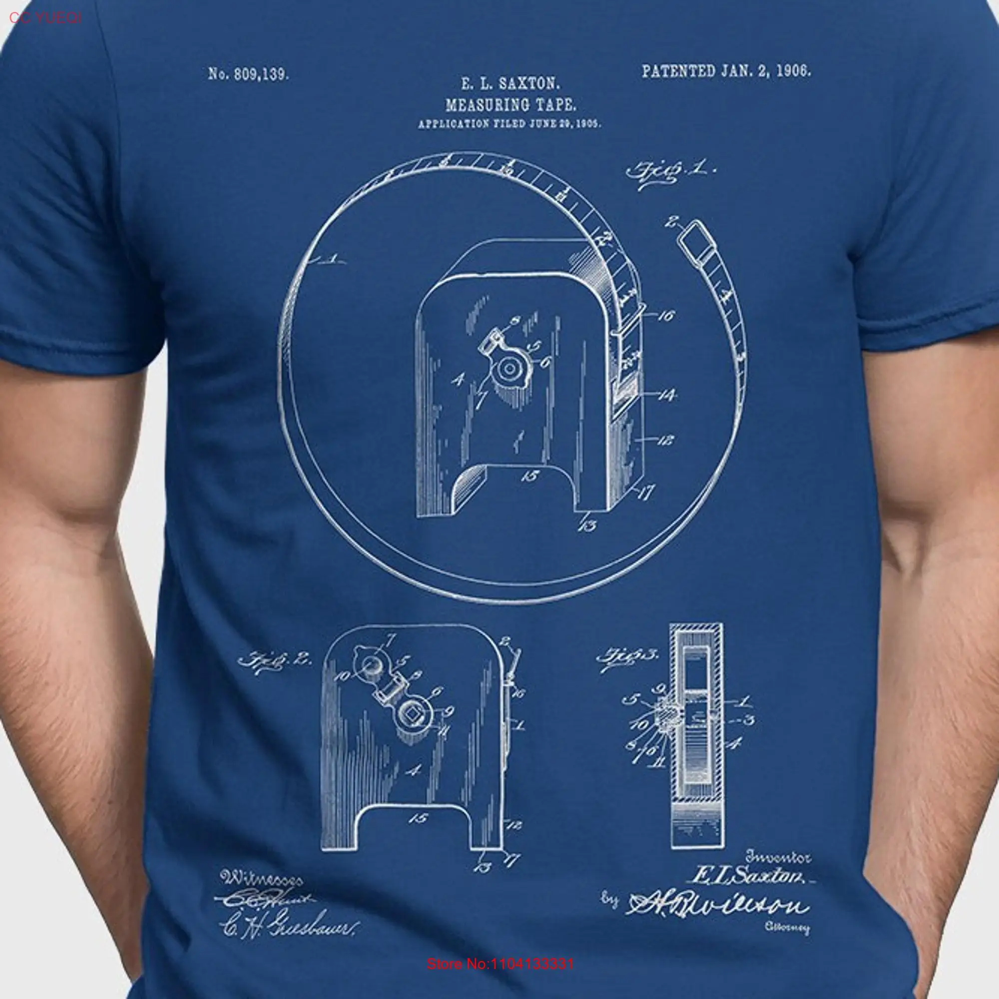 Tape Measure PatenT T Shirt Retractable Measuring Man Cave Handyman Workshop For Dad Carpenter Construction P544