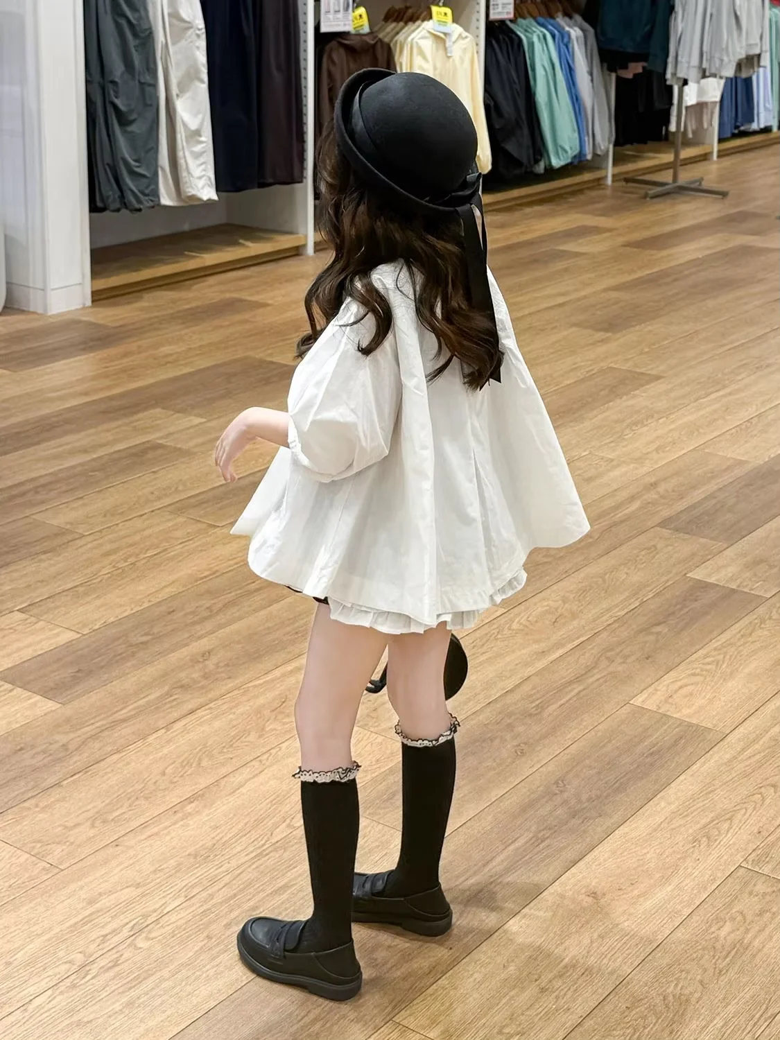 Girls Summer Clothing Sets 2026 New Arrival White Short Sleeve Peplum Top and Black Bubble Shorts 2 Piece Kids Fashion Outfit