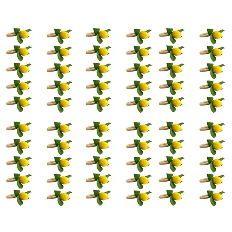 

60 шт. кольца для салфеток ручной работы желтый искусственный лимон с кольцом для салфеток с виноградной лозой для свадьбы, ужина, банкета, салфеток