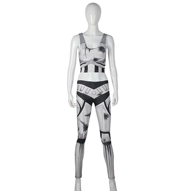 Adult Star Cosplay Costume Stormtroope Crop Imperial Fashion Sexy T shirt Tops Pants Sets Leggings Women Tight Bodysuit